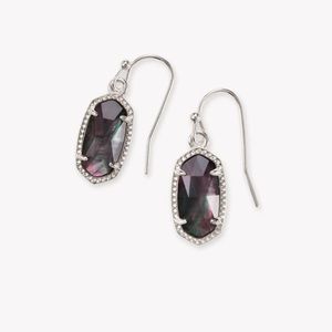 Kendra Scott Lee Silver Drop Earrings in Black Mother-of-Pearl Earrings